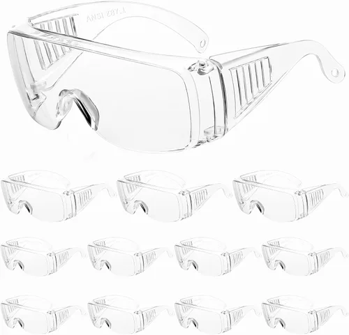 Vista 9 de WFEANG Gafas de seguridad transparentes a granel, gafas protectoras ligeras para hombres y mujeres, resistentes a impactos y arañazos, para usar