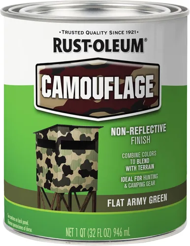 Rust-Oleum 379561 Pintura de camuflaje especial, cuarto de galón, verde militar plano, 0.25 galones (paquete de 1)