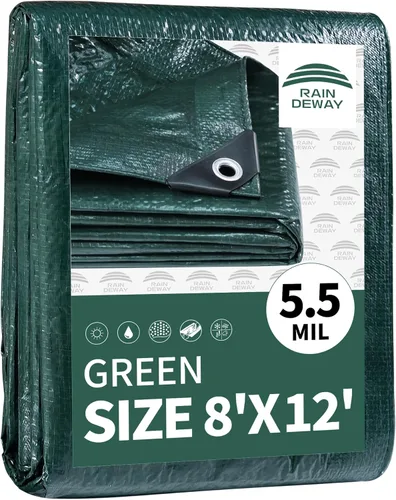 Vista 96 de RAINDEWAY Tarps - Lona impermeable de color azul de 4 x 16 pies de grosor, resistente a desgarros, multiusos, para techo, campamento, automóvil