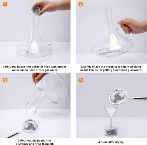 Vista 4 de 1500 cuentas de limpieza de metal reutilizables para botellas de vidrio, bolas limpiadoras de botellas de agua de acero inoxidable 304, cuentas