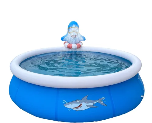 Vista 8 de DIMAR GARDEN Piscina inflable de espray de piscina de 6 pies x 29 pulgadas, piscina de elefante redonda al aire libre con anillo superior de aire