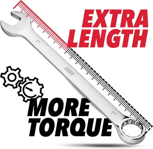 Vista 3 de Jaeger Llave combinada de 1 pulgada extra grande con extremo de caja compensado de 15° – Llave métrica de servicio pesado con extremo de caja de 12