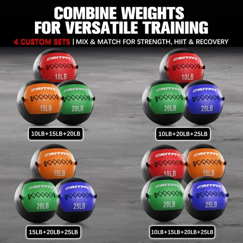 Vista 4 de RitFit Soft Medicine Ball/Wall Ball for Strength and Conditioning Workouts, Core Training