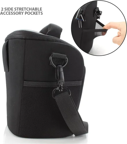 Vista 5 de USA GEAR Bolsa compacta para guardar cámara con cobertor para lluvia y correa para hombro