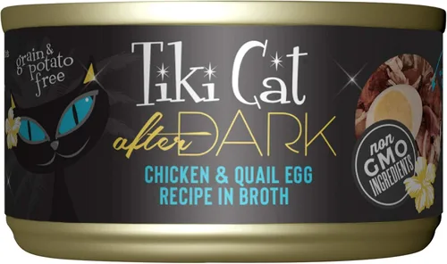 Tiki Cat After Dark, huevo de pollo y codorniz, alto contenido en proteínas y 100% ingredientes no transgénicos, alimento húmedo para gatos adultos,