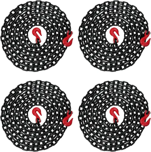 Vista 22 de Cadena de transporte de grado 80 de 3/8 pulgadas x 10 pies – 7,100 libras WLL – gancho de agarre de horquilla, amarre, remolque