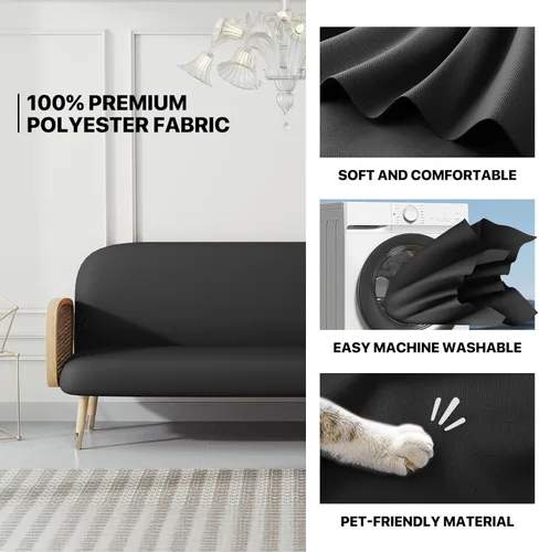 Vista 4 de MoNiBloom Funda elástica para futón de tamaño Queen, sin brazos, protector de muebles, duradera y lavable, con cremallera, para adultos, niños