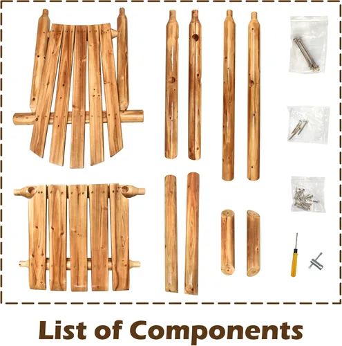 Vista 7 de Anraja Silla Adirondack de madera para exteriores, muebles de troncos de madera, porche, patio, exterior, asiento rústico, interior, césped, salón