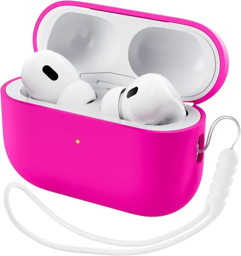 Vista 8 de ORNARTO Funda compatible con AirPods Pro 2 2022, silicona híbrida protectora completa para AirPods Pro de 2ª generación, cubierta frontal LED Verde