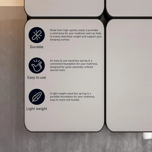 Vista 10 de Spring Solution - Juego de somier/base tradicional de madera dividida de 4 pulgadas para colchón, marco de madera con diseño de paneles de tela