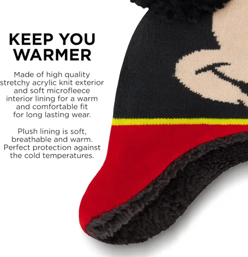 Vista 4 de Disney boys Winter Hat and Mitten Set Mickey Mouse Toddler Beanie for Ages 2-4