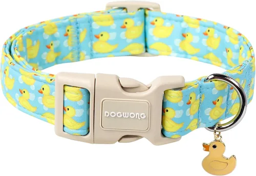 Vista 25 de DOGWONG Collar de Algodón para Perro, Collar para Perro de Cuadros Azules Resistente, Collar Suave y Duradero para Perro Macho, Lindo Collar