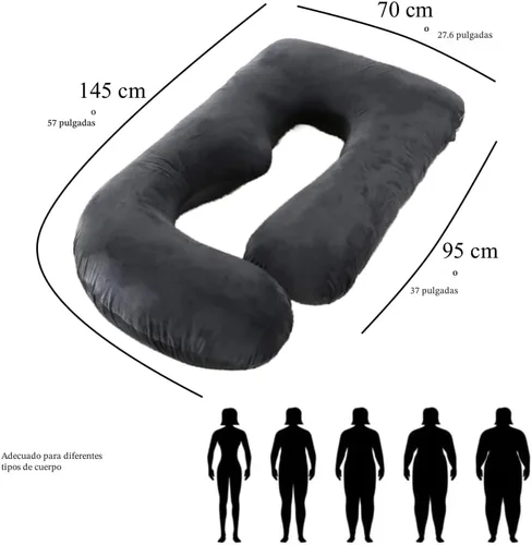 Vista 8 de ALLOPERA Almohada de embarazo, almohada de maternidad de cuerpo completo de 57 pulgadas con funda extraíble lavable, soporte para dormir para Gris