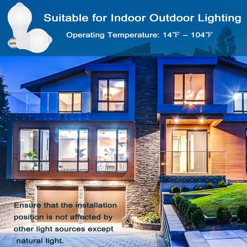 Vista 6 de Bombillas con sensor de movimiento para interiores y exteriores, bombilla LED con detector de movimiento A19 de 9 W, equivalente a 60 vatios, luz