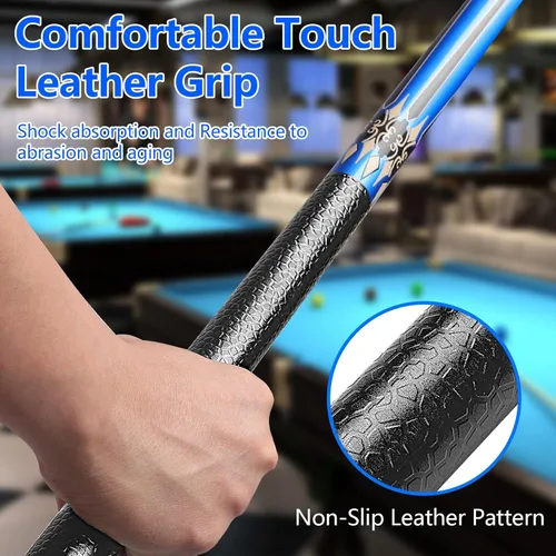 Vista 5 de Pool Cue, 58" Pool Cue Sticks for Adults with 13MM Tips Canadian Maple Wood Leather Pattern Grip 18 19 20 21 oz, Professional Billiard Cues Players