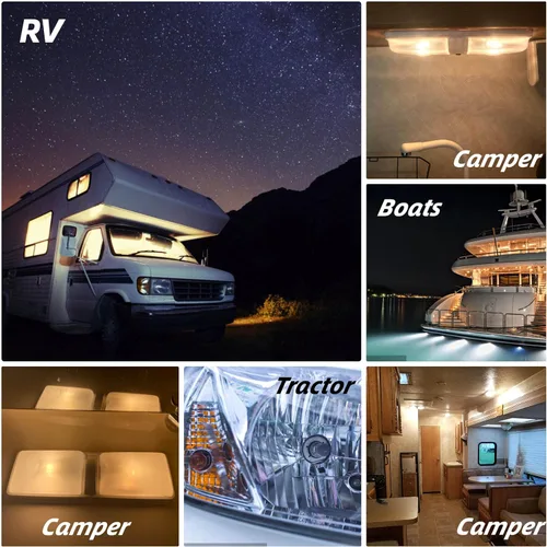 Vista 5 de Ziomitus BA15D - Bombillas LED de 12 Voltios para Interior de RV Caravana, 1076 1142 1176 S8 3W 2700K Blanco Cálido, Base Bayoneta DC de Doble