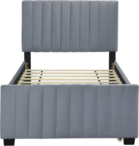 Vista 182 de SOFTSEA Cama de plataforma tapizada tamaño Queen con cajón de almacenamiento, marco de cama tapizado con cabecera con respaldo de alas, soporte