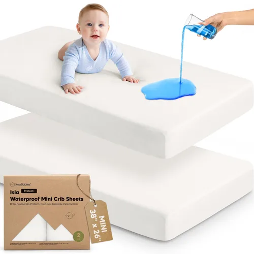 Vista 34 de Sábanas ajustadas para Pack and Play - Paquete de 2 sábanas mini para cuna para Pack N Play, colchón 38x26, ropa de cama suave y acogedora