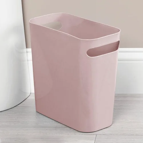 Vista 6 de mDesign - Pequeña papelera rectangular de plástico para basura, recipiente para basura con asas para baño, cocina, oficina en casa, dormitorio