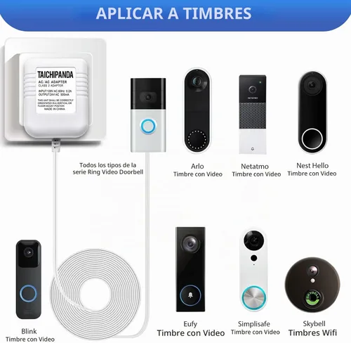 Vista 4 de TAICHIPANDA - Transformador de 24 voltios, adaptador de cable C para termostatos Nest Honeywell y Sensi, transformador de timbre para Nest Hello