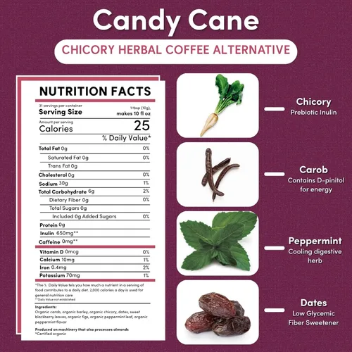 Vista 2 de Teeccino Alternativa al Café – Caña de Dulce – Bebida de Postre Festiva Que Es Prebiótica, Libre de Cafeína y Ácidos, Tueste Medio, 11 Onzas