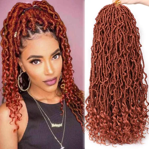 Vista 9 de Leeven 7 Paquetes Cabello Crochet Faux Locs con Puntas Rizadas 10 Pulgadas Pre-enrollado Goddess Locs Trenzas Crochet Cabello 84 Hebras Negro 1b#