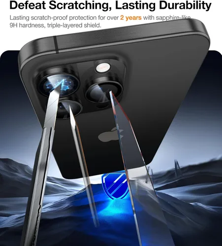Vista 8 de UltraGlass Protector de lente de cámara para iPhone 16 Pro Max/16 Pro [NO.1 grado militar inastillable], protector de cámara para iPhone 16 Pro Max