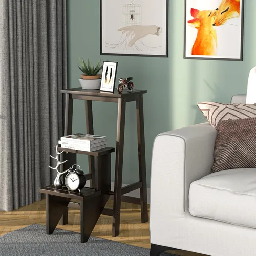 Vista 9 de Giantex Escalera de 3 escalones, ligera escalera multifuncional 3 en 1 con pedal reversible antideslizante, diseño de mango hueco, utilizada