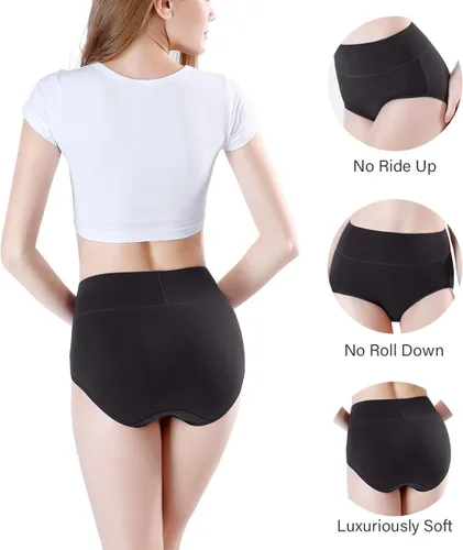 Vista 4 de wirarpa - Calzón clásico y suave de algodón con cintura alta para mujer (paquete surtido)