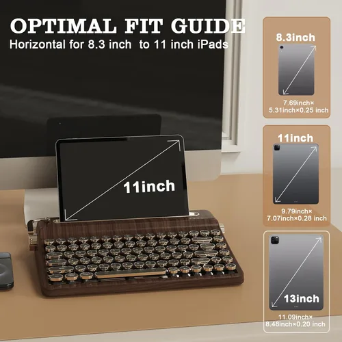 Vista 9 de YUNZII QL75 Wireless Typewriter Hot Swap Retro Mechanical Keyboard,Punk Round Keycaps,RGB Backlit QMK/VIA Programmable, Multi-Device Keyboard with