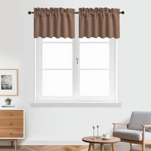 Vista 50 de Aquazolax Half Window Curtains 24 Inch Length, 28" Wide Rod Pocket Small Window Treatment for Kitchen, Bathroom, Camper, Beige, 2 Panels Set