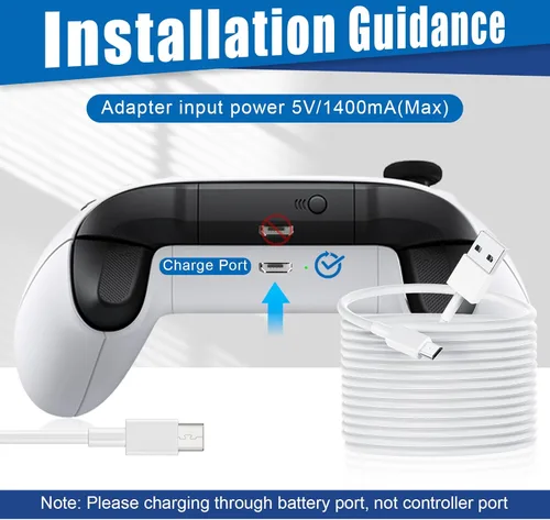 Vista 7 de Rechargeable Battery Pack for Xbox OneSXElite Controller with Micro-USB Charging Port, 2 x 1400mAh Batteries for Xbox One Controller