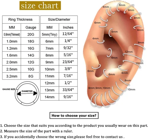 Vista 6 de PEAKLINK - Piercing de acero quirúrgico 316L para tabique de nariz para dormir, hélix, rook, cartílago, daith, tragus, lóbulo, nariz, joyería