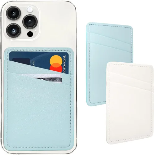 Vista 10 de Cartera de teléfono adherente, soporte de cuero para tarjetas de teléfono, soporte para tarjeta de crédito para funda compatible con iPhone, Samsung