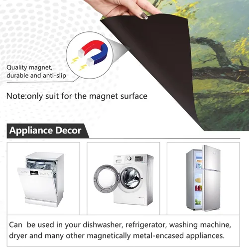 Vista 2 de ALAZA Spring Waterfall Forest Dishwasher Magnet Cover Magnetic Refrigerator Magnet Cover Fridge Sticker Home Kitchen Decor,23 x 26 inch