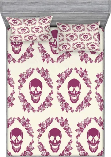 Vista 225 de Ambesonne - Juego de sábanas bajeras y fundas de almohada, diseño primaveral de acuarelas con jardín de hierbas y flores, juego de 4 piezas
