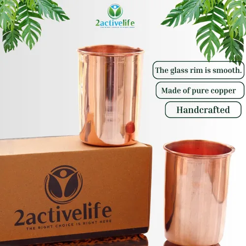 Vista 3 de Juego de 2 vasos de cobre puro hechos a mano con diseño de lujo, agua potable con vasos de cobre, vasos de cobre de alta calidad para el hogar