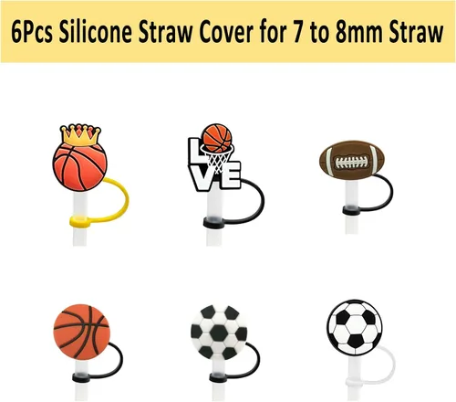 Vista 2 de 6 fundas de silicona para pajilla, cubiertas para popote para vasos, tapones de paja a prueba de polvo para puntas de popote para accesorios