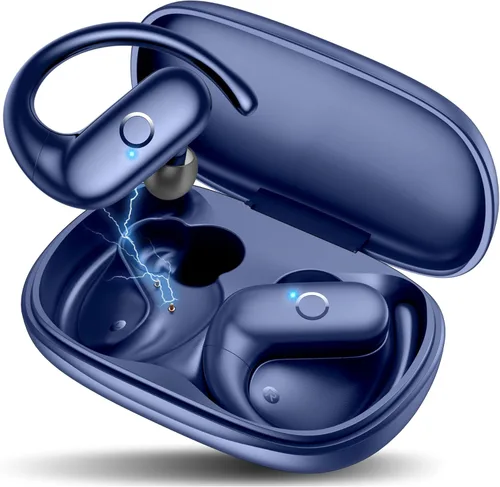 Vista 13 de MOZOTER Auriculares inalámbricos Bluetooth 5.3 deportivos, auriculares con sonido de graves profundos, 60 horas de reproducción, ajuste cómodo