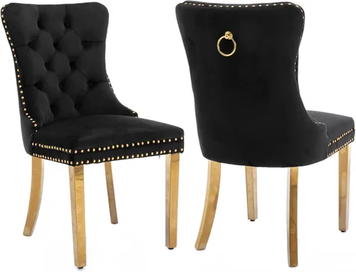 Vista 94 de ODUSE-DAILY - Juego de 2 sillas de cocina y comedor de terciopelo beige, con capitoné, tapizadas en terciopelo, estructura de madera maciza