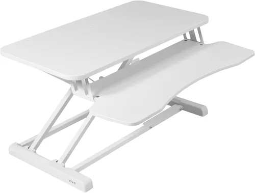 Vista 40 de VIVO - Convertidor de escritorio de 32 pulgadas, Serie K, elevador ajustable de altura para pasar de sentado a de pie, estación de trabajo para dos