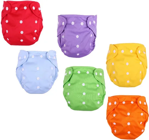 Vista 6 de Paquete de 6 pañales de tela para bebés felices ajustables, lavables, reutilizables, suaves, transpirables, con película de TPU