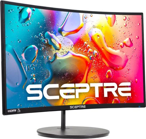Sceptre - Monitor curvo de 24 pulgadas, 75Hz, LED, para videojuegos, Full HD, 1080P, HDMI, VGA, con altavoces, montaje de pared VESA listo para