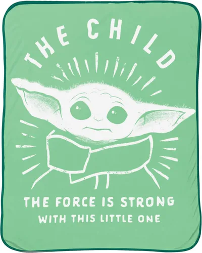 Jay Franco Star Wars The Mandalorian The Force is Strong - Mide 46 x 60 pulgadas, ropa de cama para niños con The Child Baby Yoda, forro polar súper