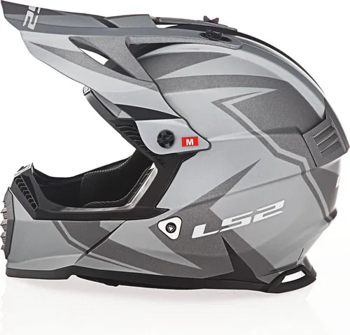 Vista 2 de LS2 Gate TwoFace - Casco de motocicleta todoterreno para adultos, color gris mate/negro, talla 2XL