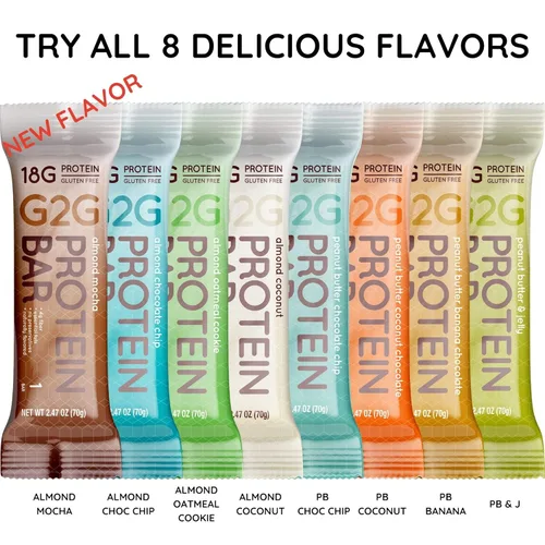 Vista 5 de G2G Barra de proteínas, almendra y coco, ingredientes alimenticios reales, refrigerada para frescura, aperitivo saludable, delicioso reemplazo