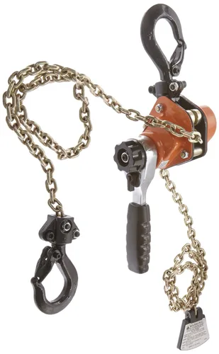 Minigrúa de cadena con palanca de trinquete CM 603 Series, palanca de 6-3/8 in, 1100 lbs de capacidad, 5 pies de altura de elevación.
