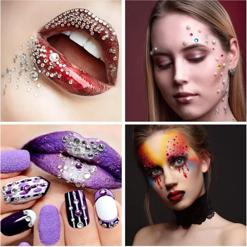 Vista 3 de Gem 1392 calcomanías autoadhesivas con diamantes de imitación para manualidades, 12 formas adecuadas para manualidades, cuerpo, uñas, maquillaje