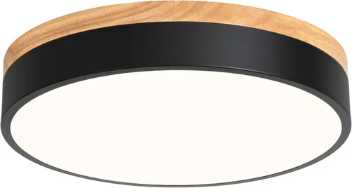Vista 9 de Lámpara de techo LED de madera regulable, 5CCT 2700K-6000K moderna redonda cerca del techo, lámpara de techo blanca minimalista para dormitorio