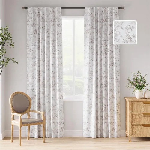 Vista 46 de jinchan Cortinas Opacas Florales 95% de 63 Pulgadas de Largo, Cortina Opaca con Flores Impresas Azules para Dormitorio con Bolsillo para Varilla